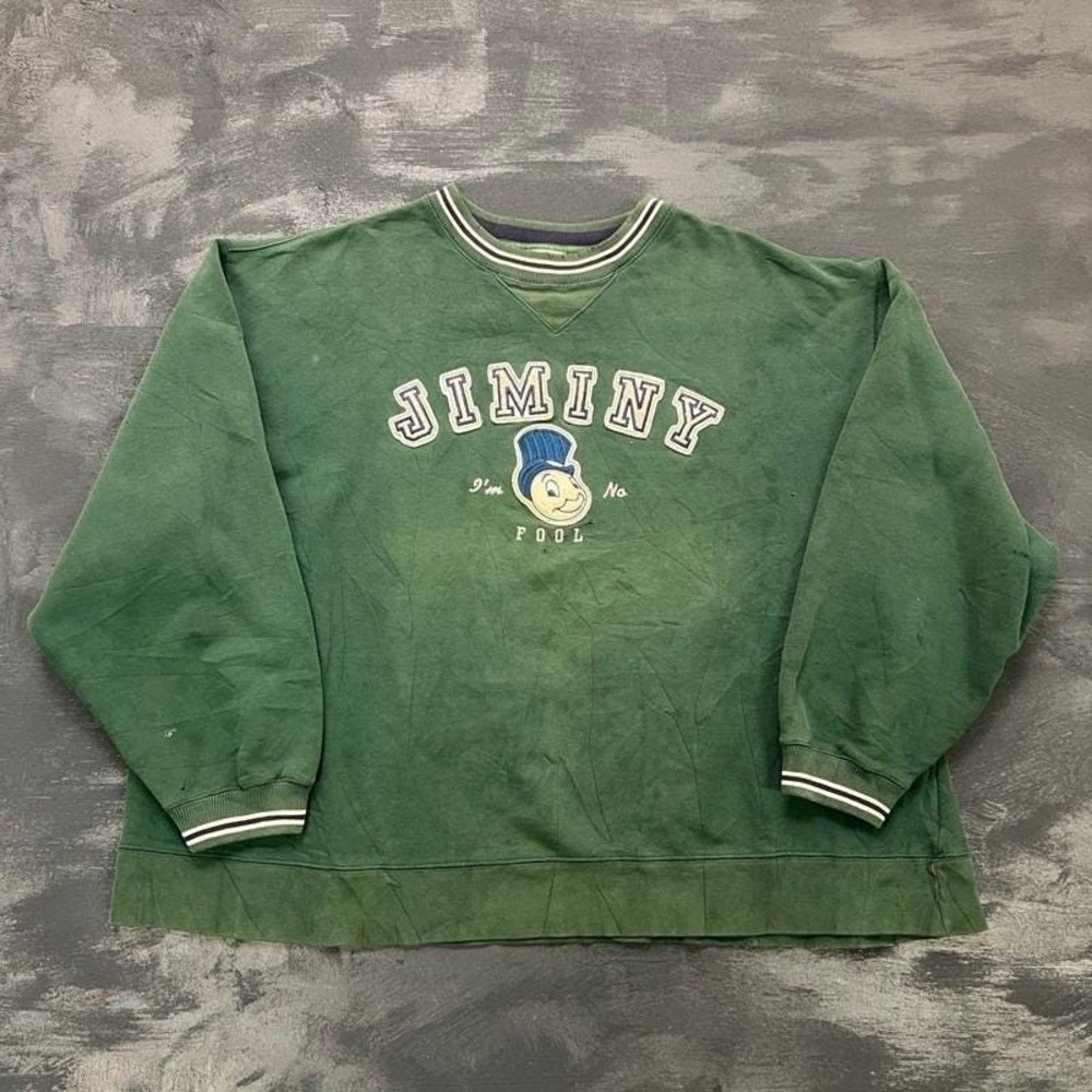 Vintage Jiminy Cricket Sweatshirt Mens XXL Green 1990s Disney